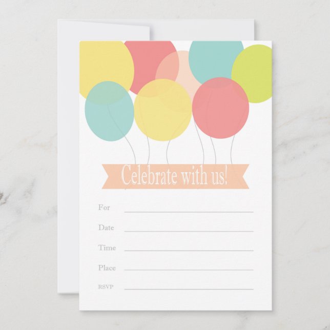 Balloon birthday Invitation (Front)