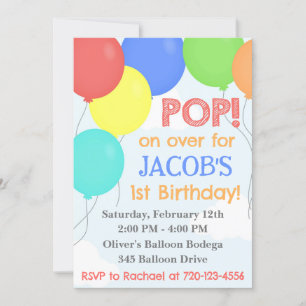 Balloon Birthday Invitation, Balloon Invitation