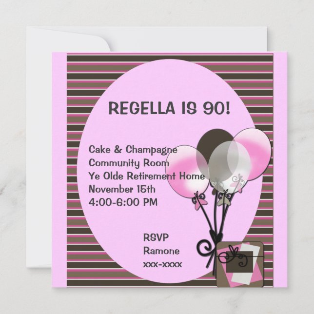 Balloon Birthday Invitation ~ Customise! (Front)