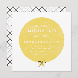 Balloon Birthday Invitation - Lemon