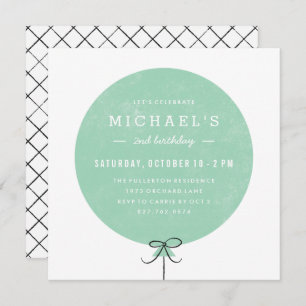 Balloon Birthday Invitation - Mint