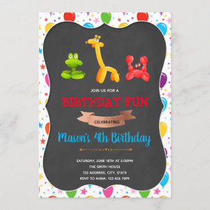 Balloon birthday party invitation