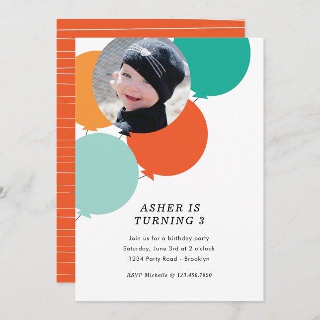 Balloon Birthday Party Invite (Front/Back)