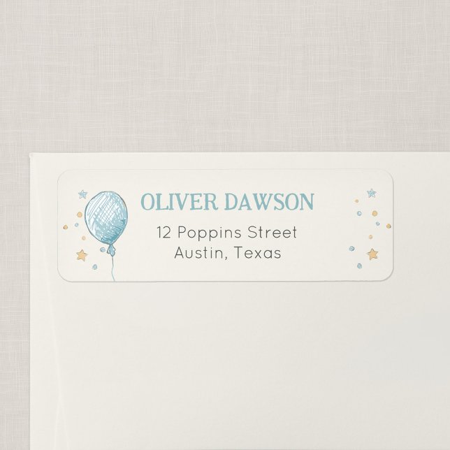 Balloon Birthday Personalised Return Address Label (Balloon Daydream - Vintage Balloon Return Address Sticker)