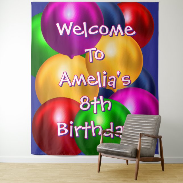 Balloon Birthday Welcome Tapestry (In Situ)