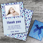 Balloon Blue Kid's Photo Birthday Thank You Card<br><div class="desc">Cute Balloon Blue Kid's Photo Birthday Thank You Card. Cute design with blue balloon pattern. Personalise the card with your photo,  name and text.</div>