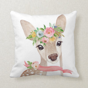 Balloon Boho Woodland Deer Nursery Floral Pillow