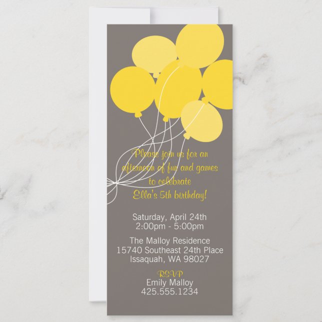 Balloon Bouquet Party Invitation (Front)