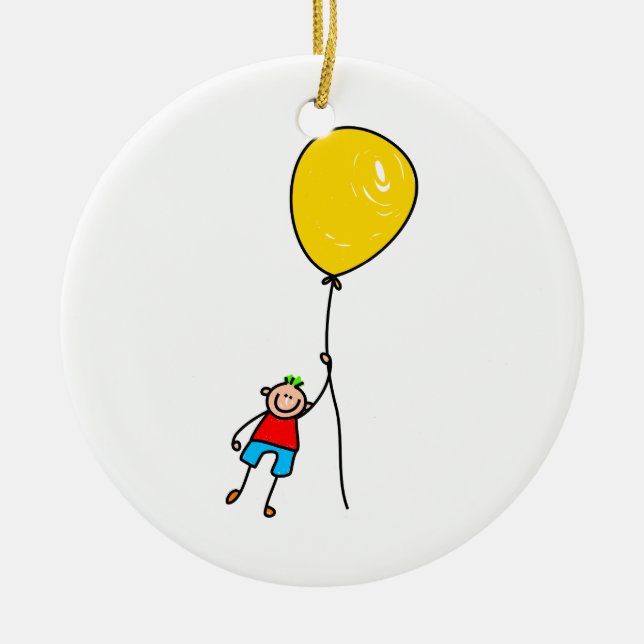Balloon Boy Ceramic Tree Decoration (Front)