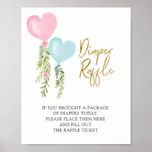 Balloon Boy or Girl Gender Reveal Diaper Raffle Poster