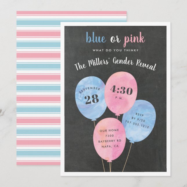 Balloon Bunch | Gender Reveal Party Invitation (Front/Back)