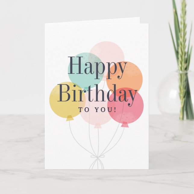 Balloon bunch happy birthday folded greeting card (Front)