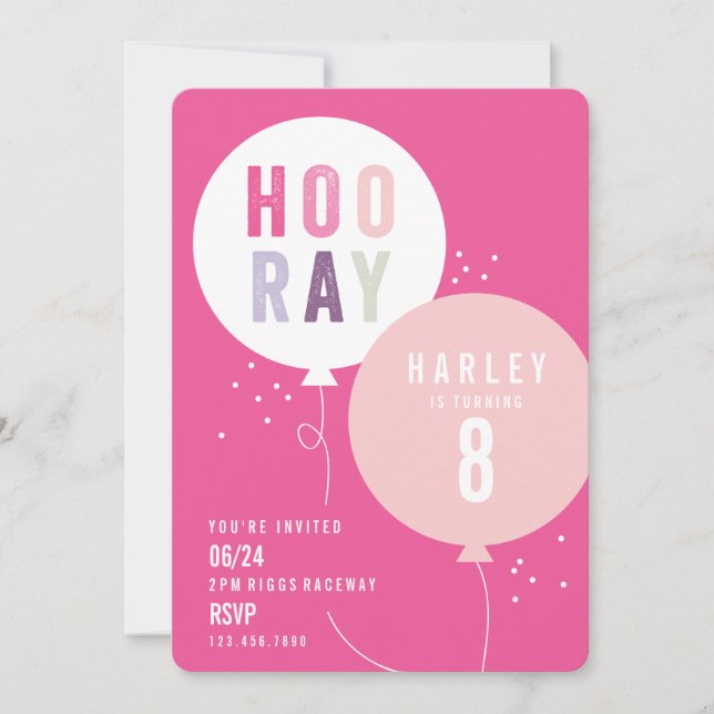 Balloon bunch kids birthday party invitation (Front)
