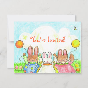 balloon bunny birthday invitation