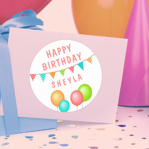 Balloon Bunting Flag Kid Birthday  Classic Round Sticker
