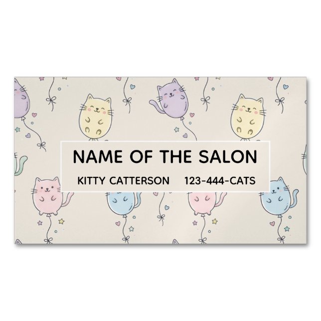  Balloon Cat Pattern | Quirky Animal Business Card (Front)