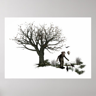 Balloon Clown Old Tree & Black Birds Original Poster