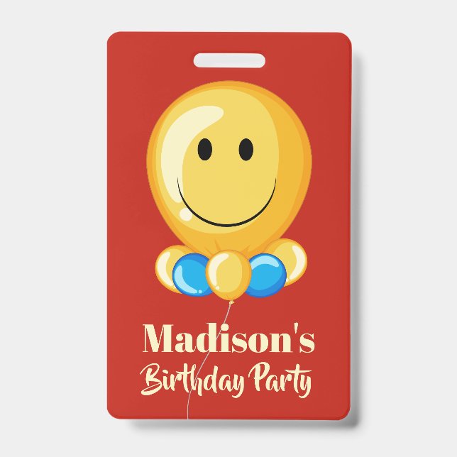 Balloon custom text & colour party badge ID badge (Front)