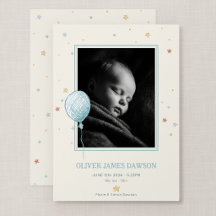 Balloon Daydream Birth Announcement 5x7 Photo Card
