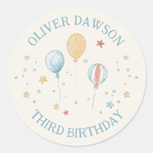 Balloon Daydream Kid's Party Personalised Sticker (Front)
