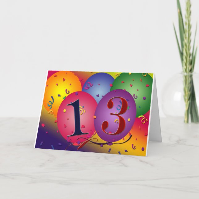 Balloon Decorations for 13th birthday Card (Front)
