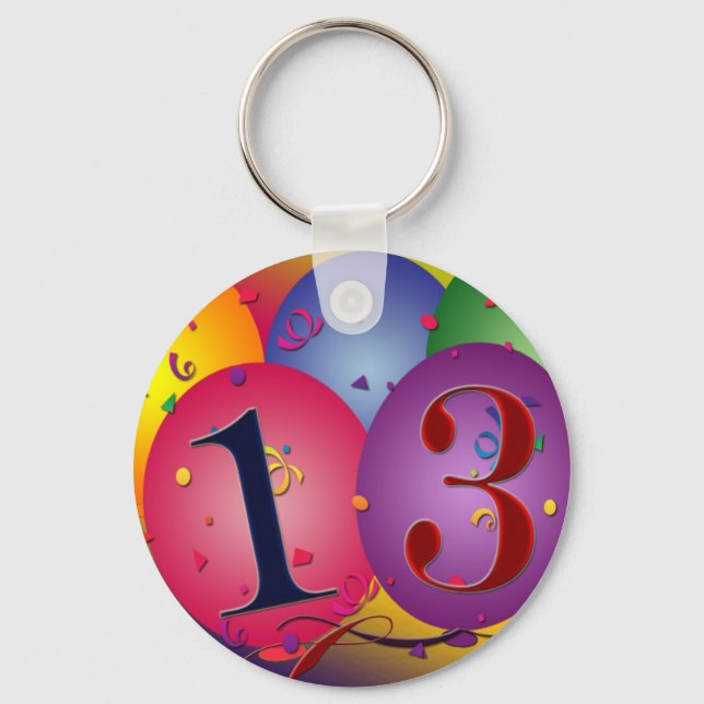 Balloon Decorations for 13th birthday Key Ring (Front)