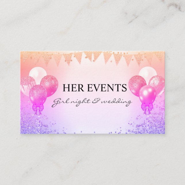 Balloon Design Business Cards for Event Planners (Front)