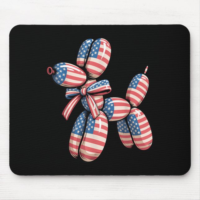 Balloon Dog Balloon Twisting 4th of July American Mouse Mat (Front)