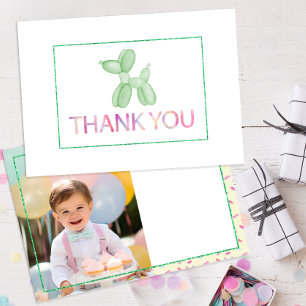 Balloon Dog Green Thank You Card