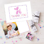 Balloon Dog Kids Thank You Card<br><div class="desc">Send a cheerful note of gratitude with this pastel balloon animal thank you card! Featuring a pink watercolor balloon dog, faux glitter border, and space for your child’s photo, this design adds a personal touch to post-party thanks. The perfect choice for first birthdays, toddler parties, or any fun celebration. Part...</div>