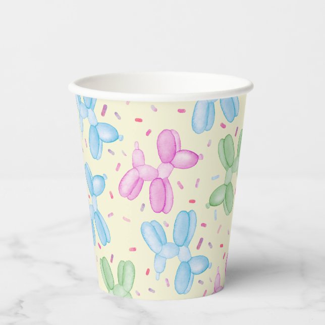 Balloon Dog Pastel Birthday Cups (Front)