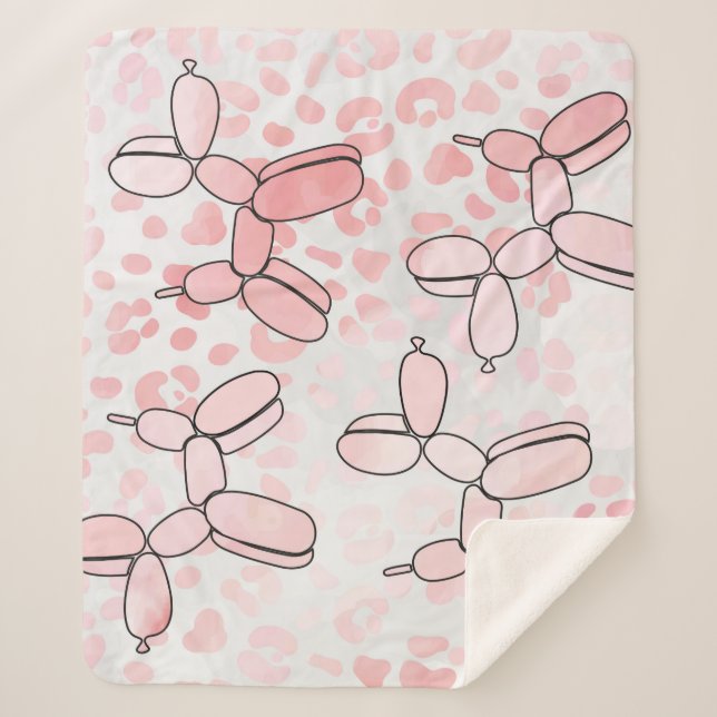 Balloon Dog pink pattern Sherpa Blanket (Front)