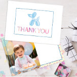 Balloon Dog Thank You Photo Card for Kids<br><div class="desc">Send a heartfelt thank you with this playful balloon dog photo card, perfect for a child’s birthday celebration! Featuring a blue watercolor balloon animal and modern pastel “THANK YOU” typography, this folded card includes space for a favourite party photo and personal message inside. It's a fun and charming way to...</div>