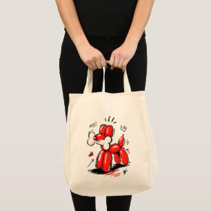 Balloon Dog Woof Red Pop Art Illustration Tote Bag