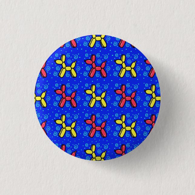 Balloon Dogs and Swirls Pin-on Button (Front)
