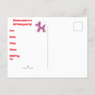 Balloon Dogs Party Invitation Postcard