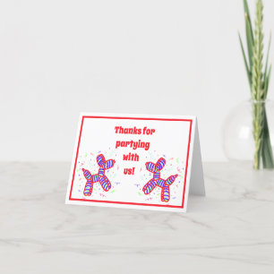 Balloon Dogs Party Thank You Card