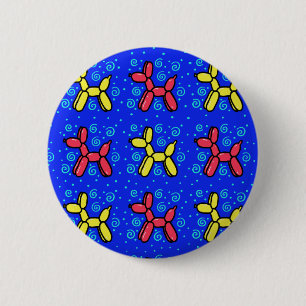 Balloon Dogs Pin-On Button in Blue, Red, Yellow