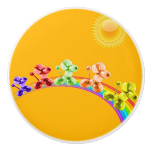 Balloon Dogs Ride A Rainbow  Ceramic Knob