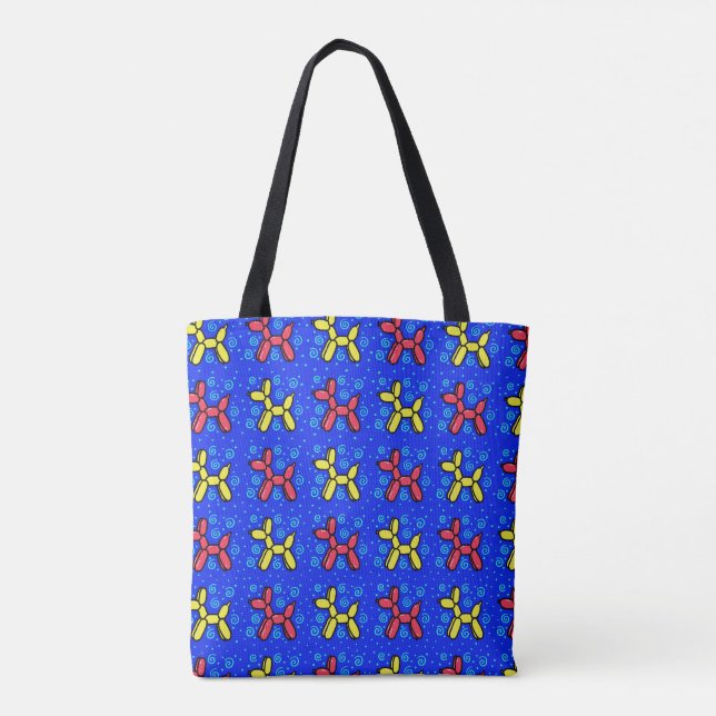 Balloon Dogs Tote in Blue, Red, Yellow and Teal (Back)