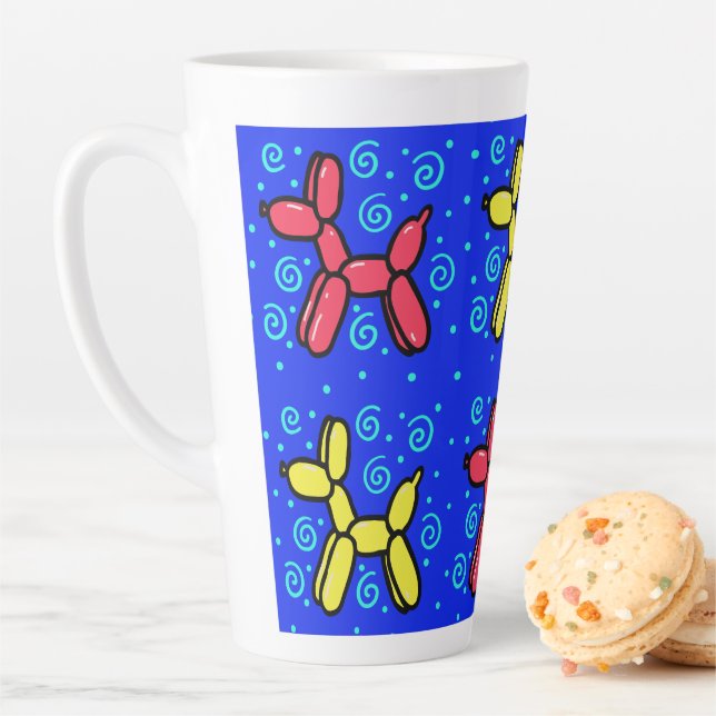 Balloon Dogs with Polka Dots and Swirls Latte Mug (In Situ)
