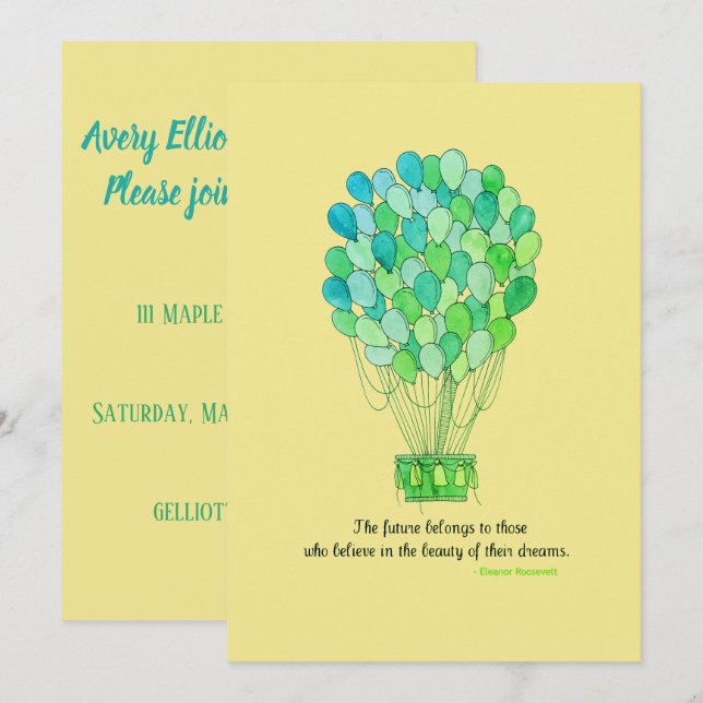 Balloon Dreams Party Invite (Front/Back)