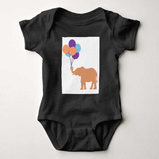 Balloon Elephant Baby Bodysuit (Front)