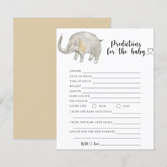 Balloon Elephant - baby predictions and advice (Front/Back)
