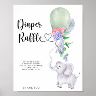 Balloon & Elephant diaper raffle poster