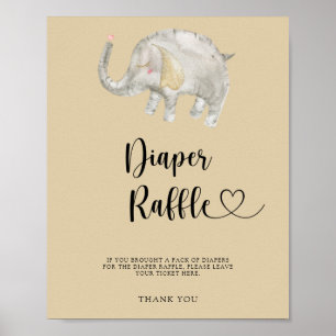 Balloon Elephant diaper raffle poster