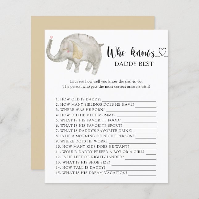 Balloon Elephant - Who knows DADDY best game (Front/Back)