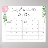 Balloon Eucalyptus Guess Baby Due Date Calendar P