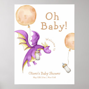 Balloon Fairy Dragon Bottle Baby Shower Welcome Poster
