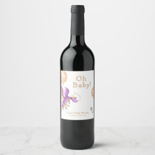 Balloon Fairy Dragon Bottle Baby Shower Welcome Wine Label